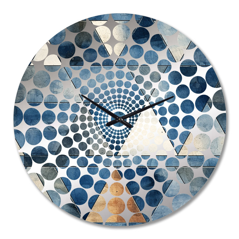 Rustic Cobalt Triangle Symphony - Horloge murale géométrique, Grand