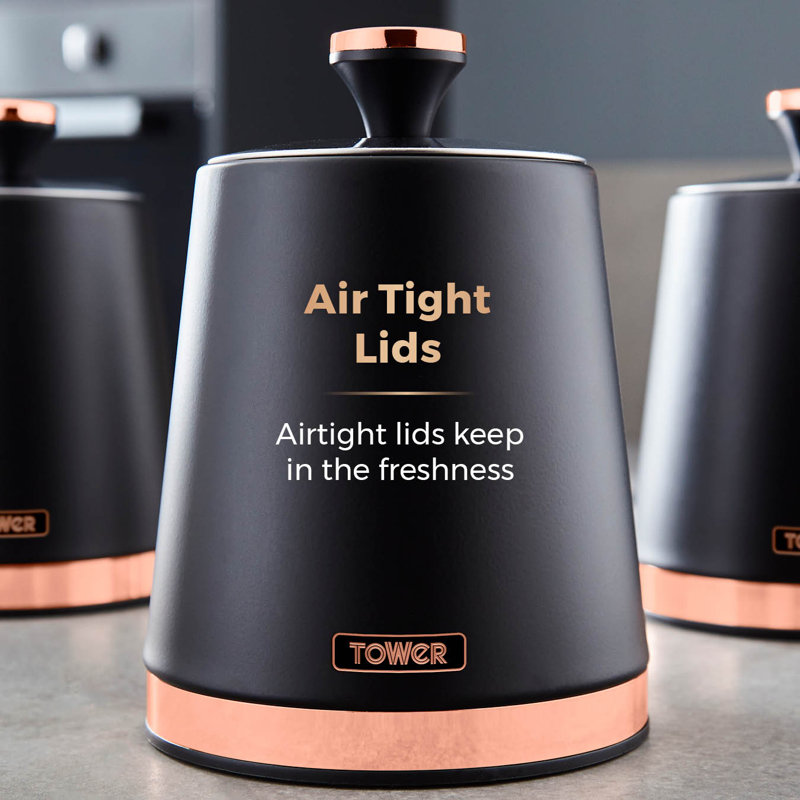 Cavaletto Rose Gold And Black Tea Coffee Sugar Tower T826131