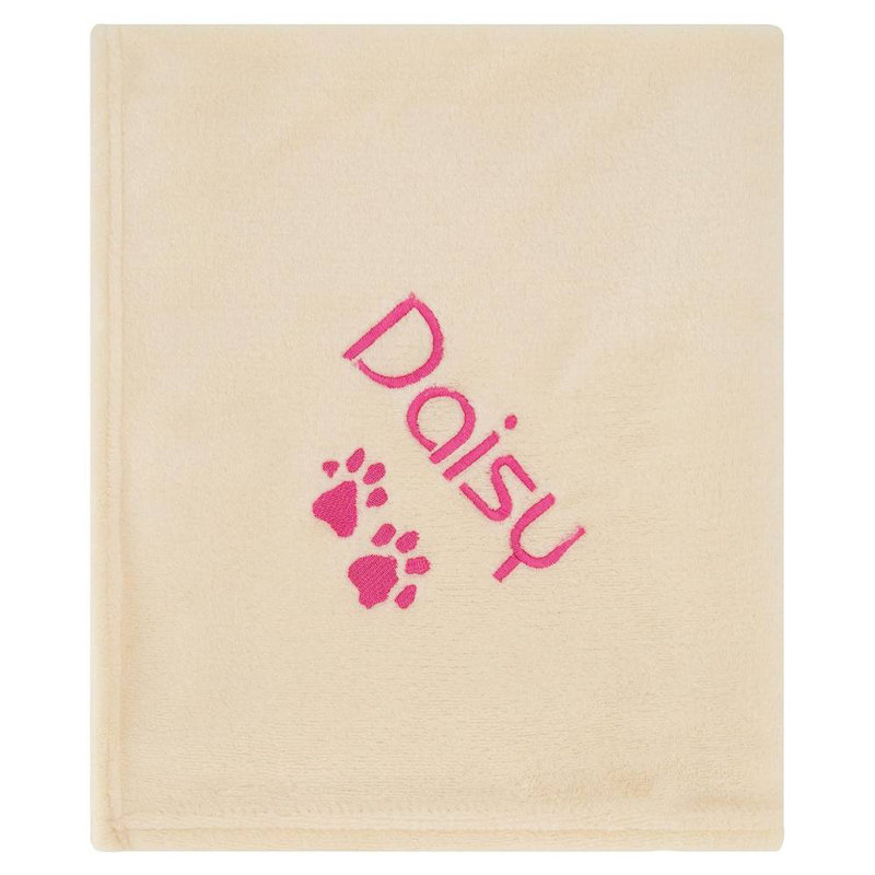 Couverture personnalisée avec nom et pattes, 40 po x 28 po, Oui, Crème