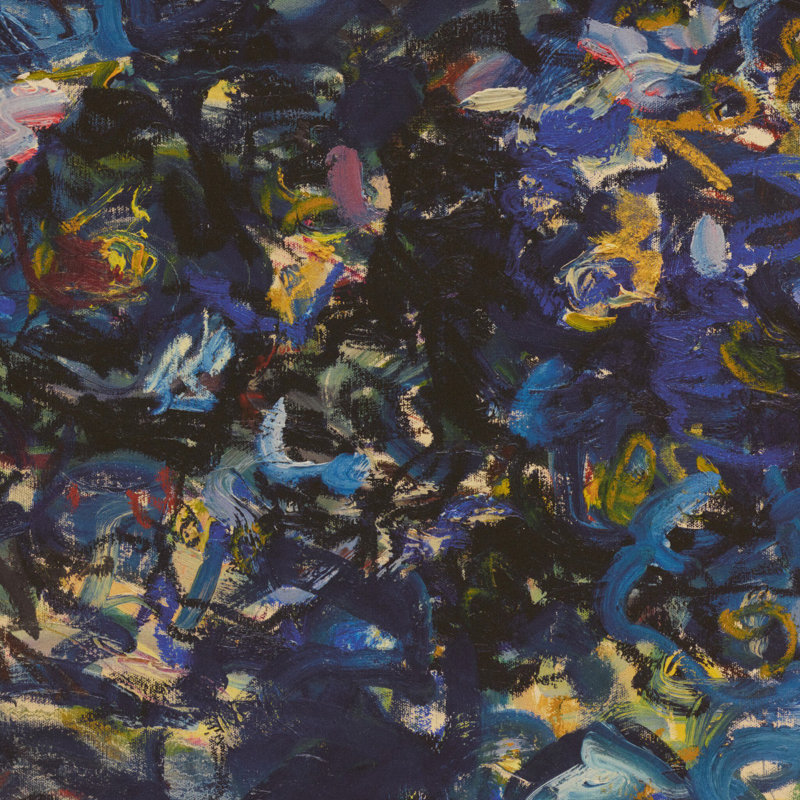 Blue Flowers by Lilia Orlova Holmes, 52.5"H x 52.5"W