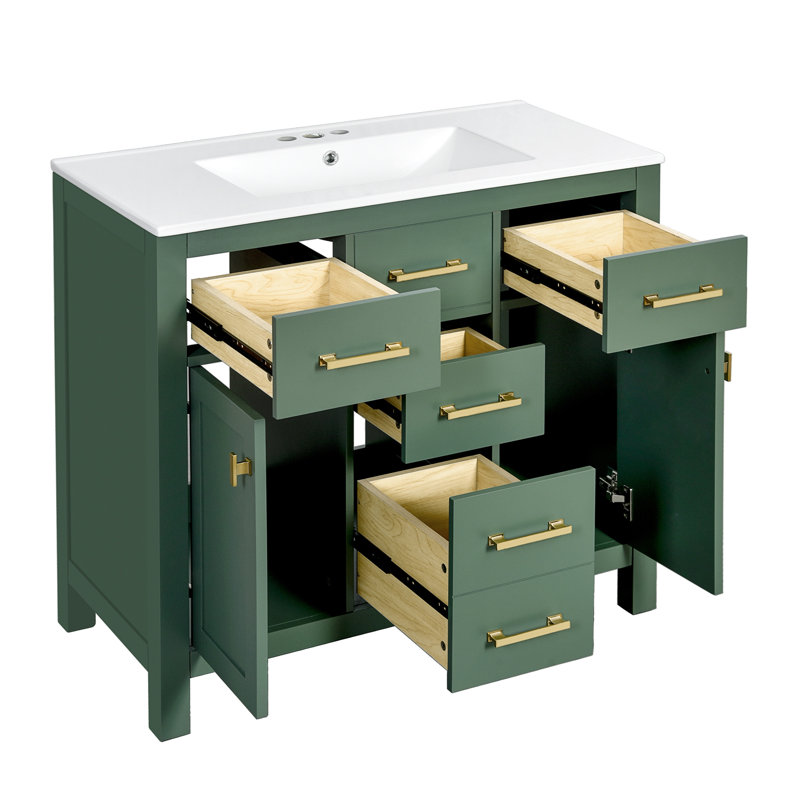 Meuble-lavabo 36 po avec lavabo en céramique, Green