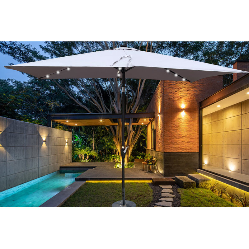 Parasol de marché rectangulaire 10 pi x 6 pi 6 po, Gris clair