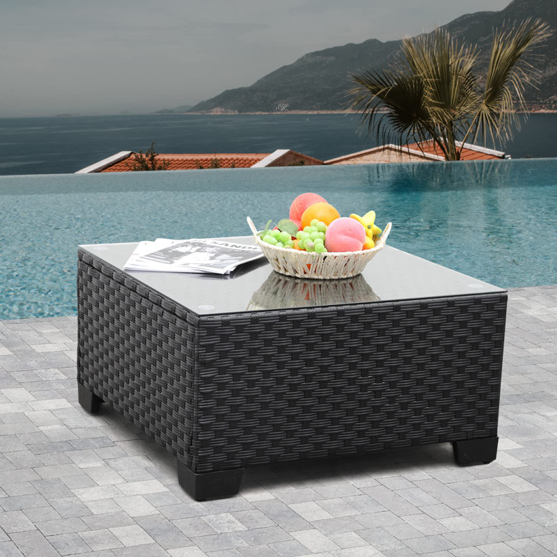 Tijah Square Metal Outdoor Balcony Table , 25.6'' in. W 25.6'' in. D, Black