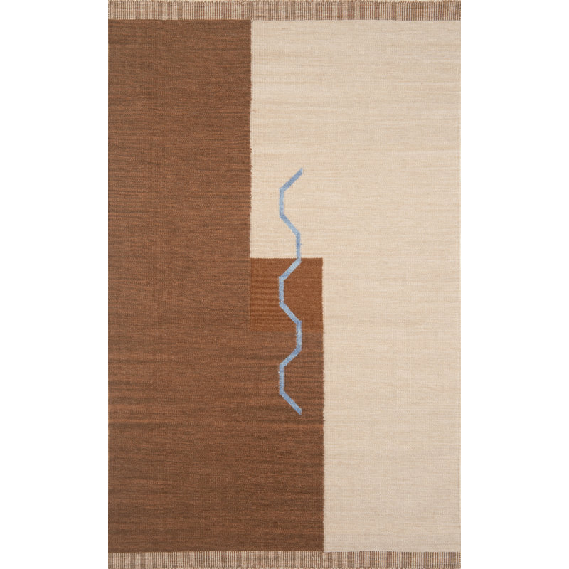 Tapis bleu/brun tissé à la main Nouveau, 8 pi x 11 pi
