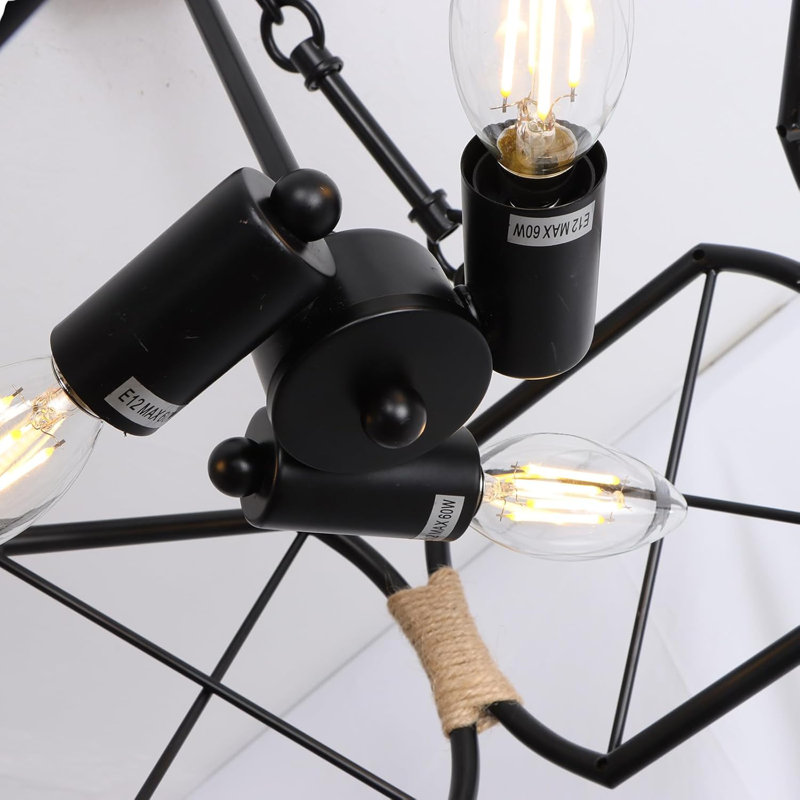 Industrial Ceiling Light, Farmhouse Rustic Of Ceiling Light,Vintage Chandelier, Ceiling Light With Hexagon Metal Cage For Kithcen Island Hallway Bedroom Dining Room Entrance,Ceiling Fixtures