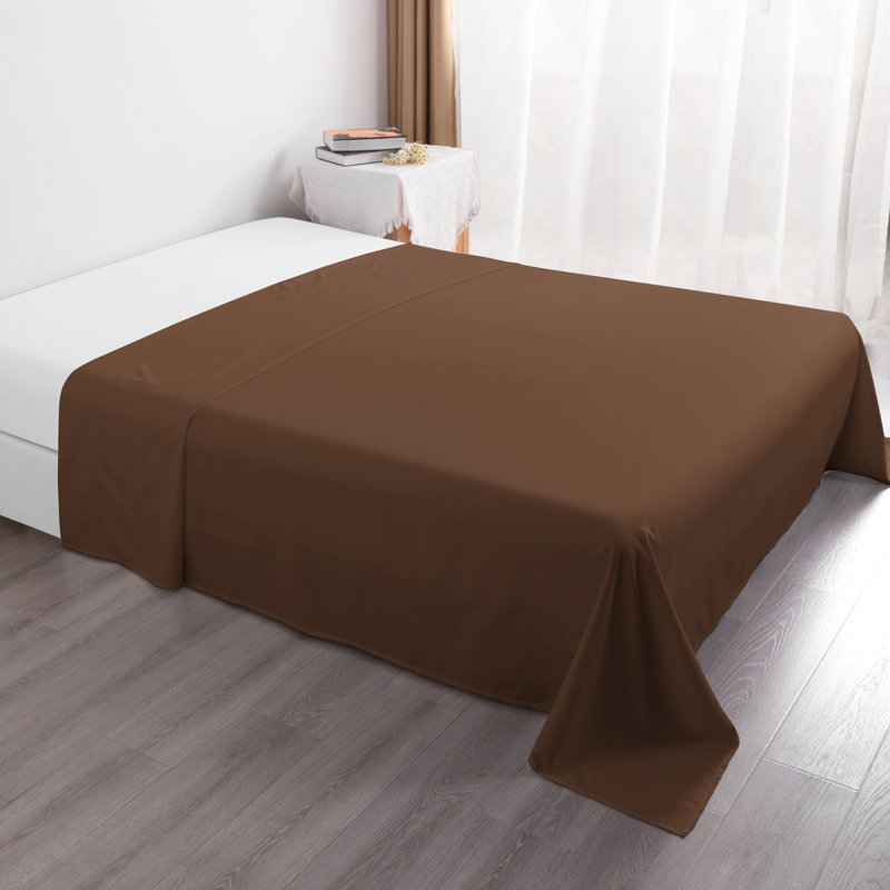 Drap plat en microfibre , Brun, Drap plat de taille très grand