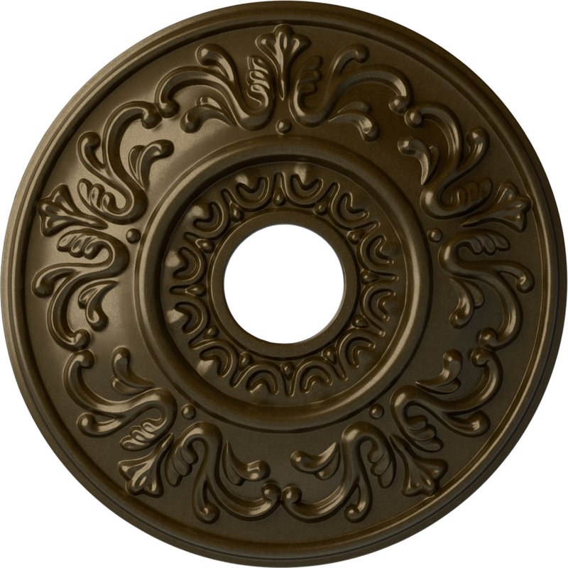 Endurathane Carlsbad Ceiling Medallion, 19 1/2"OD x 1 3/4"P, Hand-Painted Painted Turtle Crackle Finish, Brass
