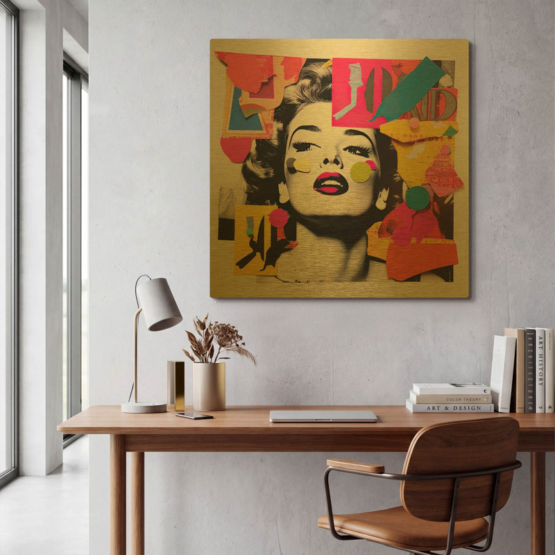«Pop Art Diva 27» par Irena Orlov, art mural en métal doré, 12 po x 12 po, 36 po x 36 po