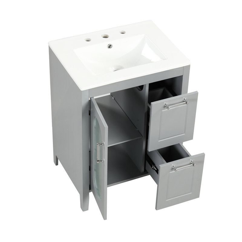 Ensemble de meuble-lavabo 24 po avec lavabo 24 po avec lavabo, Gris