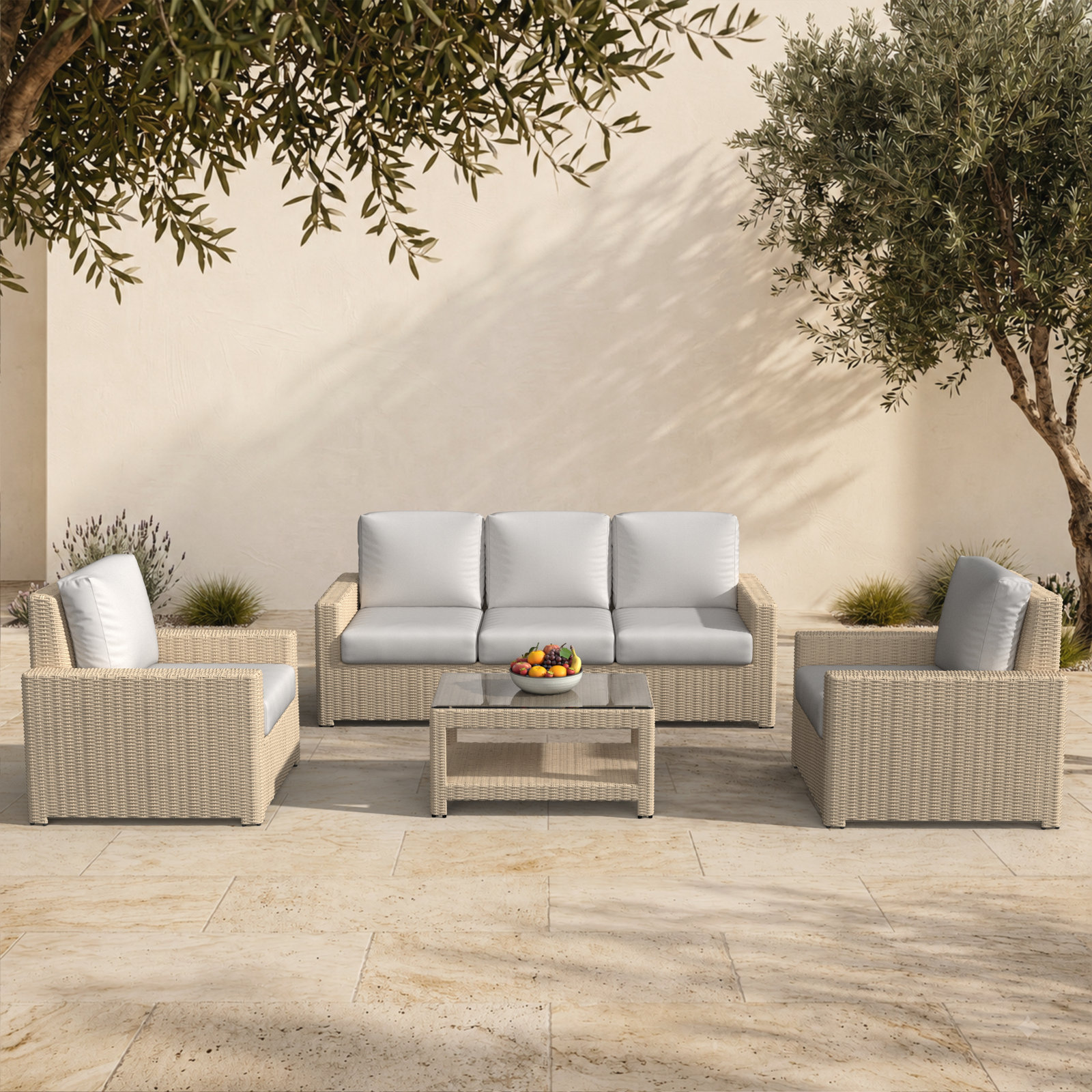 Henri 5-Person Sunbrella® Patio Seating Group, Sunbrella® Canvas Fern