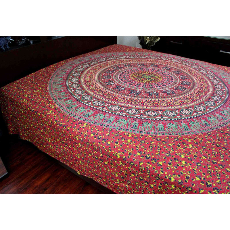 Tapisserie en coton géométrique sanganer, H 68 po x l 102 po