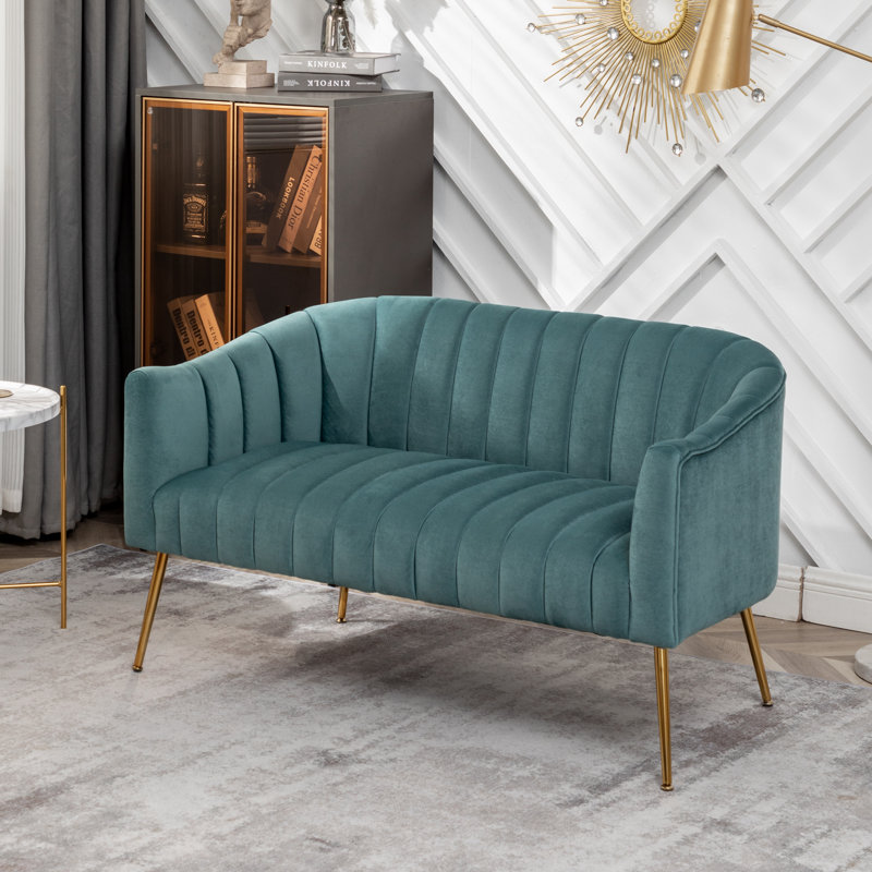 Mossley 51'' Velvet Loveseat, Blue