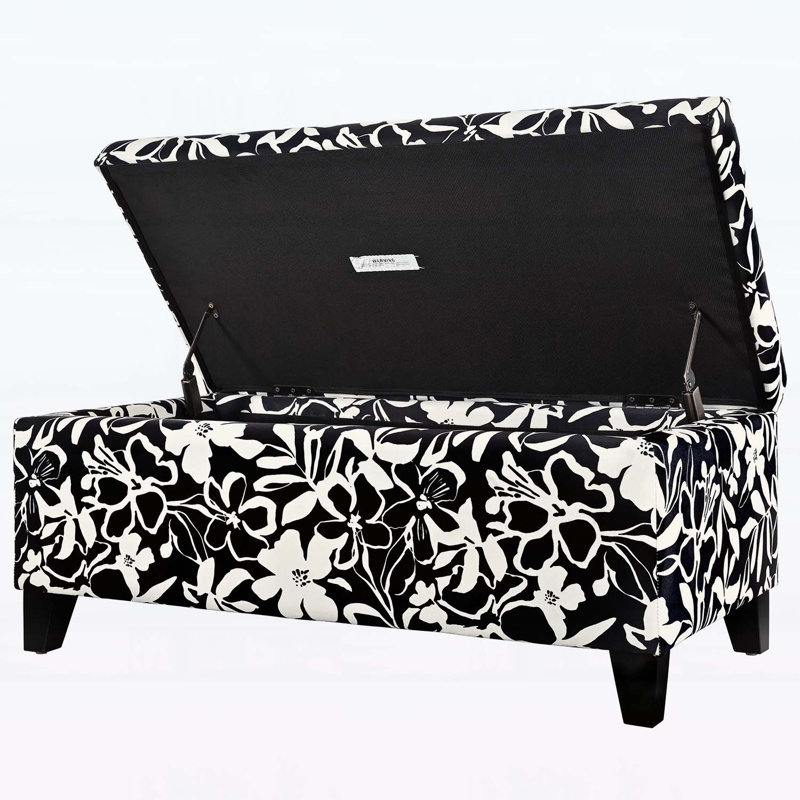 Storage Bench with Floral Patterned Fabric