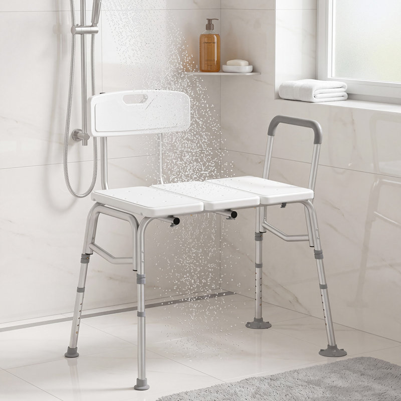 Banc de transfert de baignoire avec accoudoirs et dossier, chaise de douche, blanc