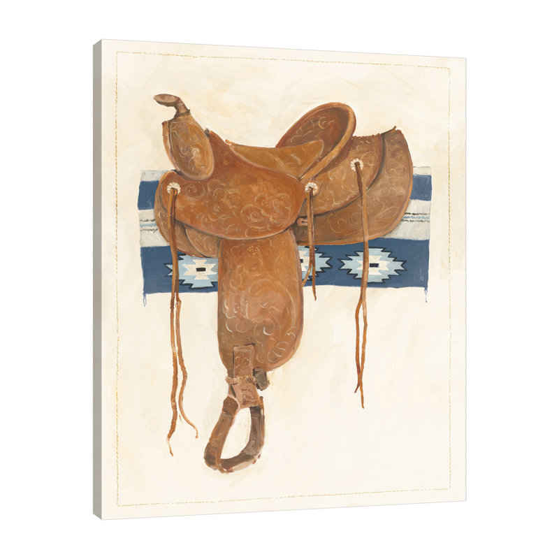 «Western Saddle II Light» par Avery Tillmon - peinture sur toile tendue, H 30 po x l 24 po x P 1,5 po