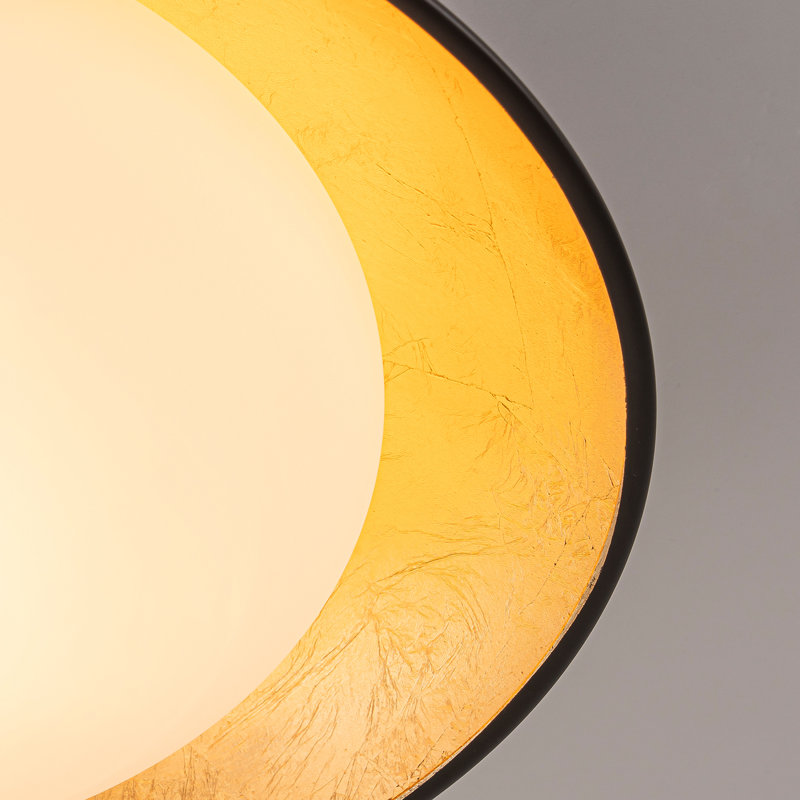 1-Light Dome Opal Glass Flush Mount Ceiling Light with Gold Foil Interior, Matte Black