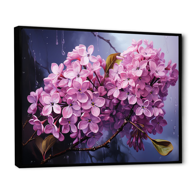 Lilas beauté dévoilé sur toile, H 34 po x l 44 po x P 1,5 po, Cadre flottant noir