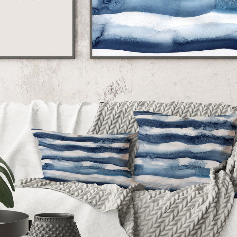 Abstrait vagues bleues classiques abstraites - coussin imprimé moderne