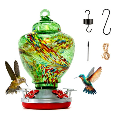 Glass Hanging Hummingbird Feeder