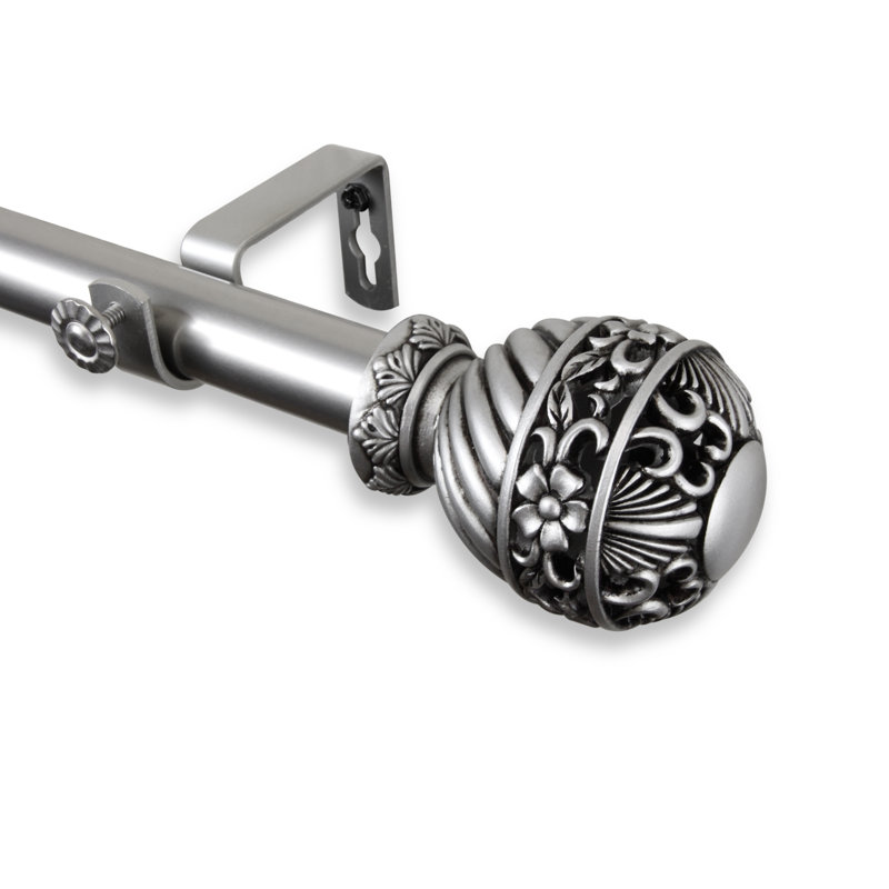 Mcgarvey Adjustable 1'' Single Curtain Rod, Black, 28" - 48" W