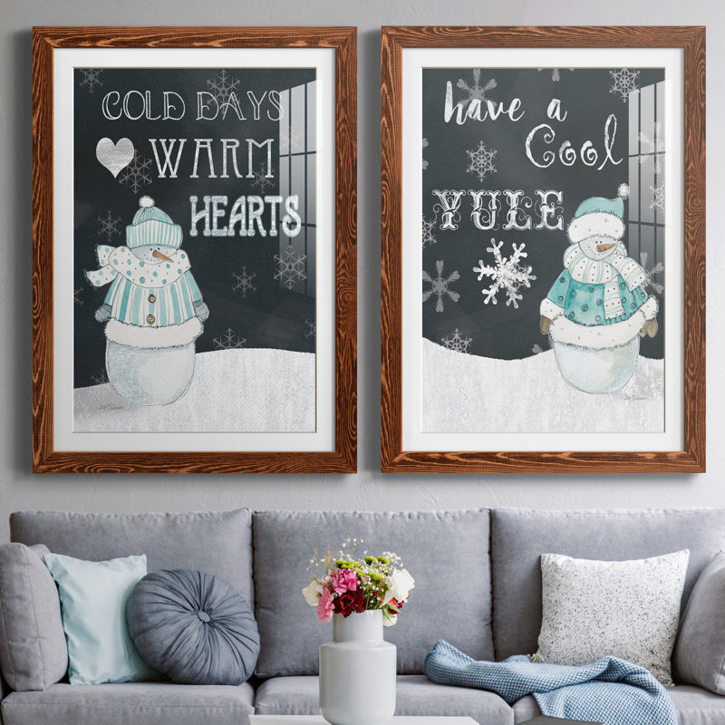 «Cold Days Warm Hearts», ensemble de 2 reproductions d'art textuel, H 31,5 po x l 47 po x P 1,5 po, Blanc