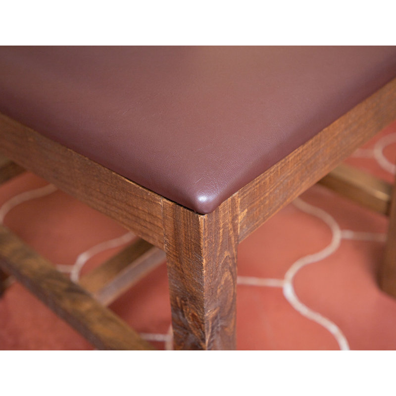 Chaise Dobby en bois massif - Siège en similicuir - Finition multicolore