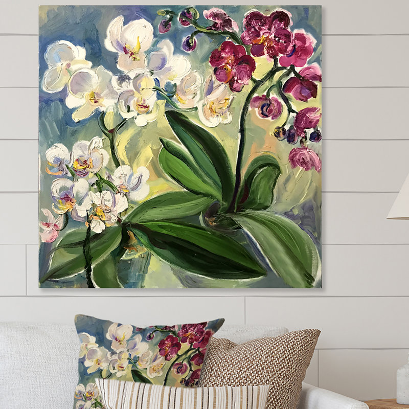 Fleurs d'hibiscus pastel - reproduction d'art sur toile, H 16 po x l 16 po x P 1 po, Toile tendue