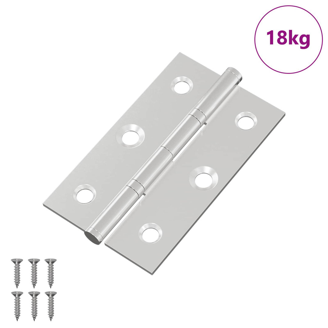 Vidaxl Hinge Plain Silver Steel Rectangular Hardware Tools Door Components