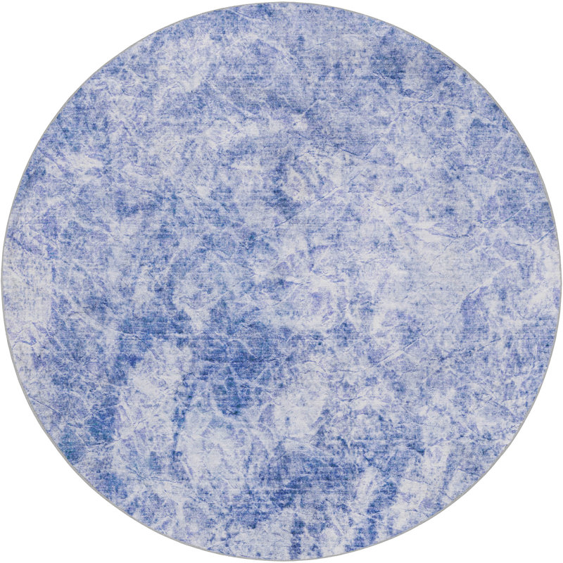 Premium Machine Washable Dream Shag ADS553 Abstract Rug, Blue, 8' Round