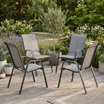 4-Piece Outdoor Stackable Textilene Patio Dining Armchair Set