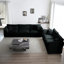 Chenille 2 + 3 places en noir - Design moderne, structure en bois massif, rembourrage en éponge, tissu respirant pour le rembourrage intérieur, un salon confortable