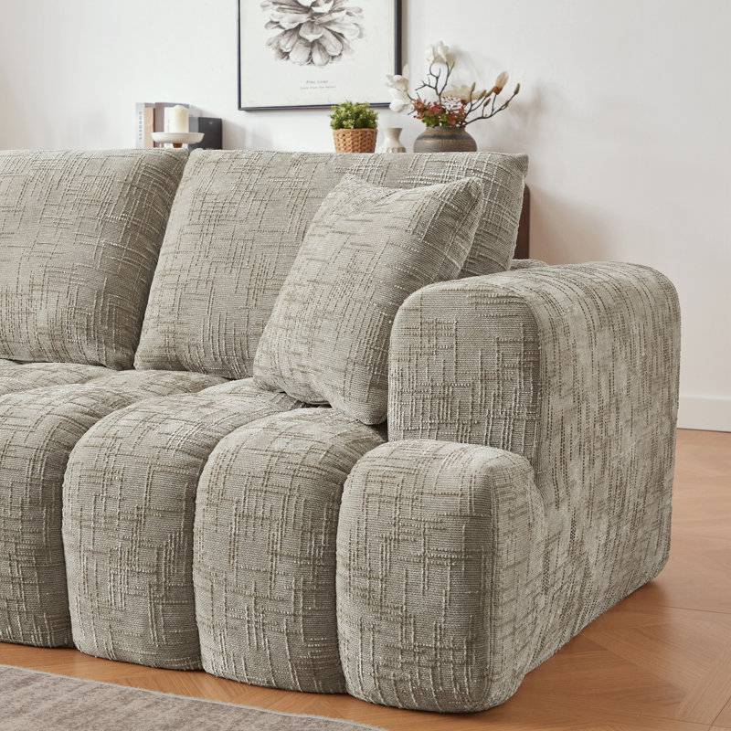 Chennova Modern Chenille Boneless Sectional Sofa with Tufted Design and Pocket Spring Structure, Left Hand Facing