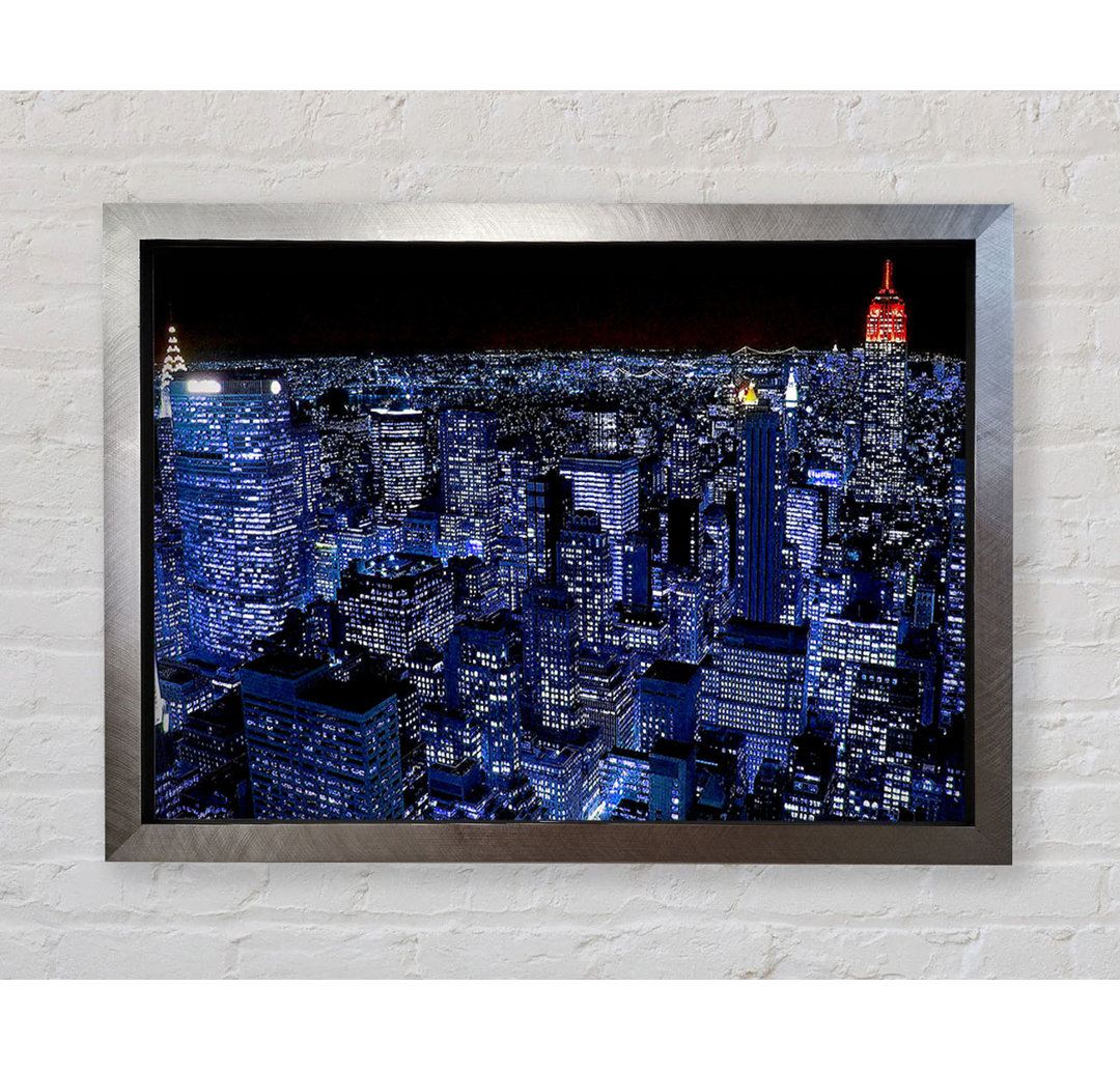 New York City Night Blues Rotes Top - Druck