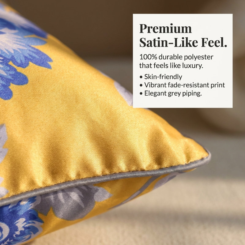 Floral Lumbar Pillow Cover for Indoor/Outdoor Use Couch Sofa Bed Bedroom and Christmas Decor Gift, Yellow/Blue