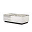 Table basse de 47 po en faux marbre blanc avec tablettes polyvalentes contemporaines et tiroirs