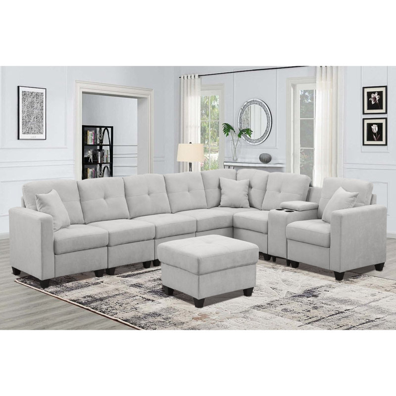 Canapé modulaire, Tissu gris pâle