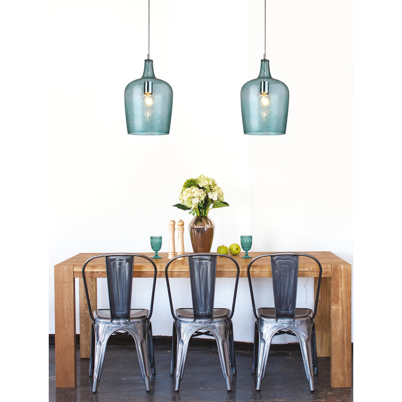 Glass 1 - Light Chrome Jar Pendant, Aqua