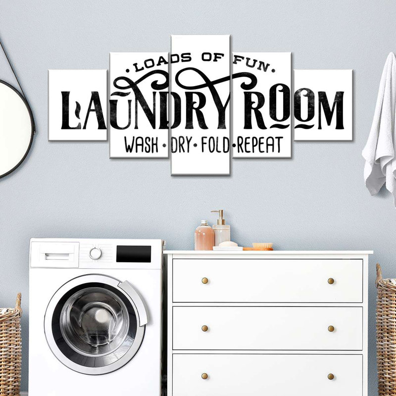 " Laundry Room Motto " 5 - Pieces, 55" H x 24" W x 1.25" D
