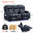 Power Reclining Sofa With Heat And Massage, Bluetooth Speakers And LED Lights, 3 Seater Dual Recliner Sofa With USB Ports And Cup Holders-1760182125