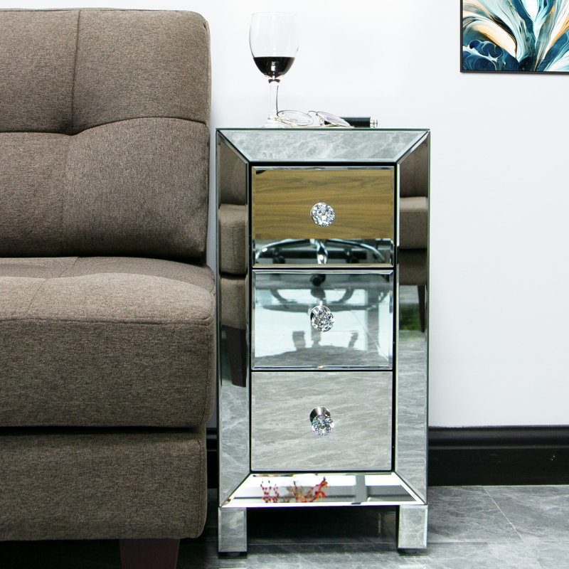 12.81'' W Glass Nightstand