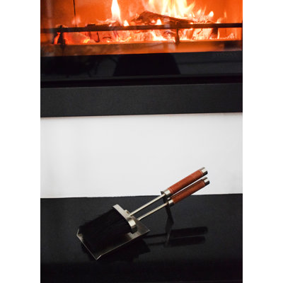 Leather Handled Tidy Set Pewter 35cm