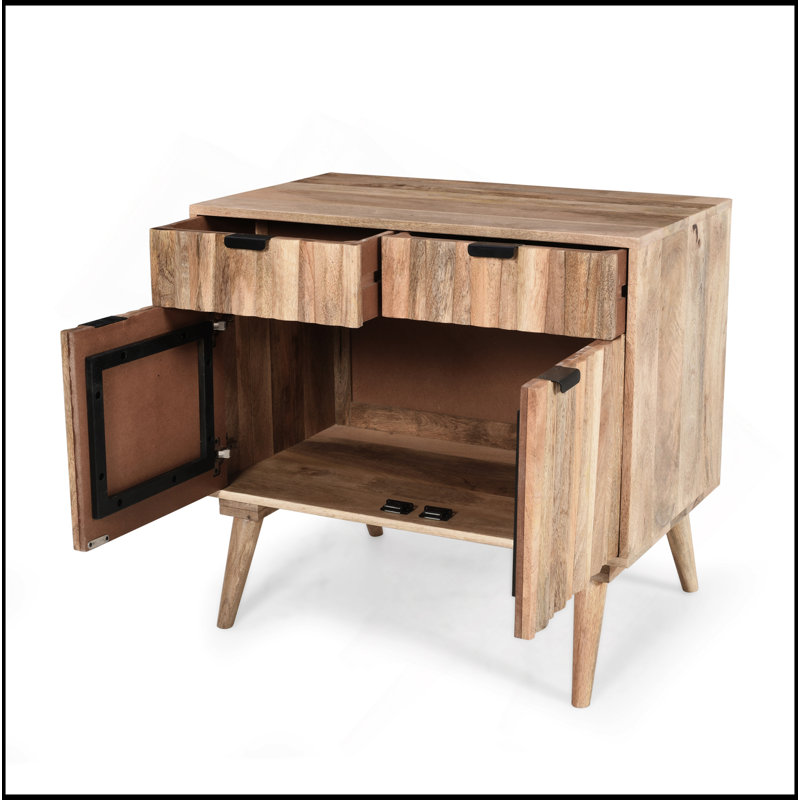 Stylish - Style 2 -Drawer 2 -Door Cabinet , Mango Wood In Natural Finish
