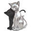 6.3" Black & Silver Cat Couple Sculpture - Modern Simple Home Decor | Valentine's Gift for Women