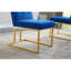 De 2 chaises de salle à manger modernes - base en acier inoxydable, velours bleu, doré et velours à utilisation instantanée, aucun effort d'assemblage requis-1387377955-1387378013