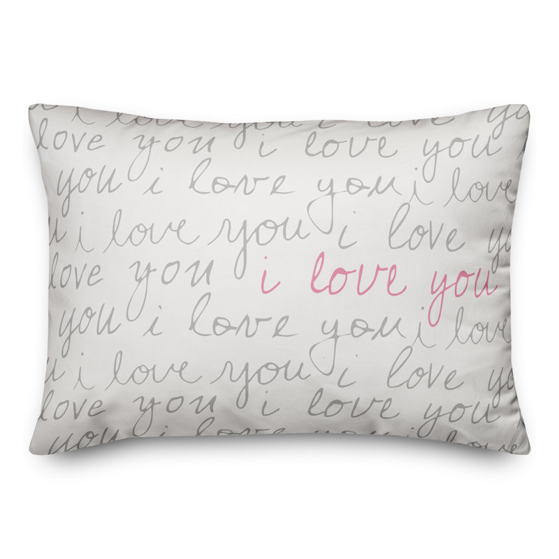  I Love You Script Lumbar Pillow