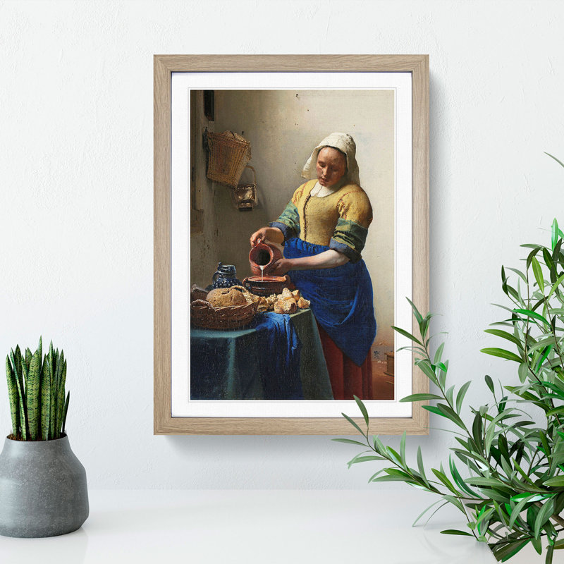 The Milkmaid by Johannes Vermeer - Framed Print, Oak Framed, 48cm H x 36cm W x 2cm D