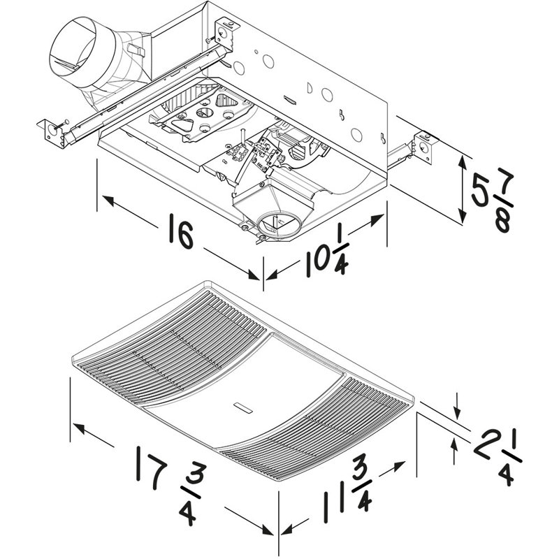 Ventilateur de salle de bain 110 CFM avec chauffage