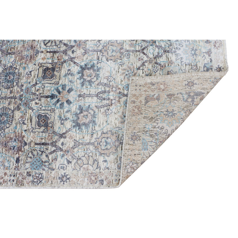 Hand Knotted Oriental Area Rug in Beige/Blue/Gray, Runner 2'6" x 22'