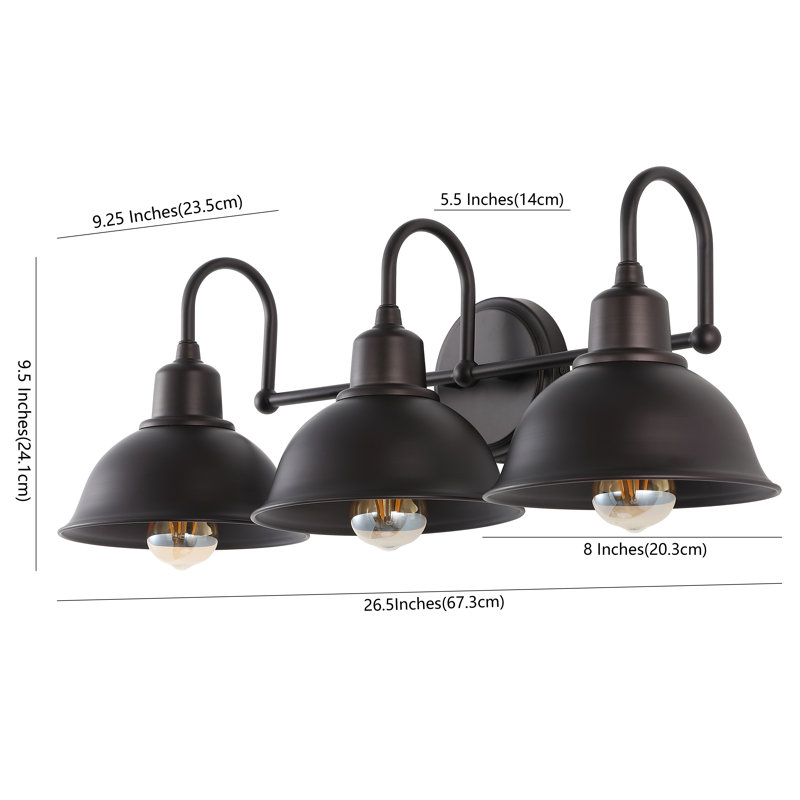  Palombo Farmhouse Industrial Iron LED Vanity, Oil Rubbed Bronze, 3