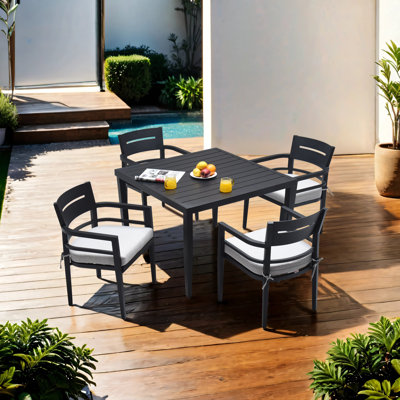 4 - Person Patio Dining Set with Square Table , Cushions Included